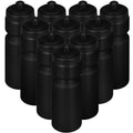 Sunnyray 10 Pcs Squeeze Sports Water Bottle 23 oz Reusable Blank Plastic Sports Water Bottle with Pull Top Cap for Adults Fitness Bike, Dishwasher Safe(Black) - color: Black