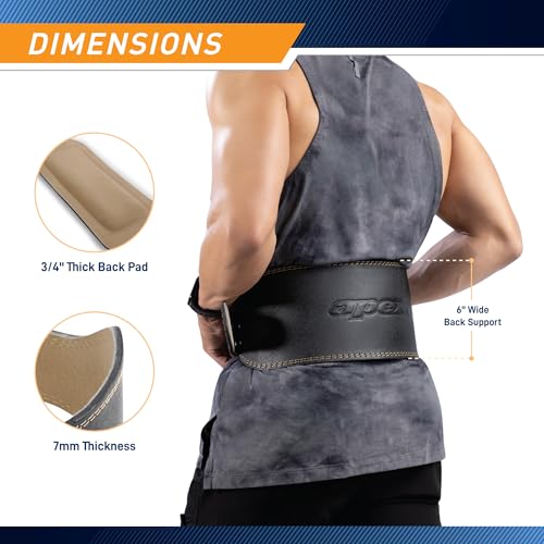 Apex by Marcy 6-Inch Wide Genuine Leather Weightlifting Belt for Men and Women - size: X-Large