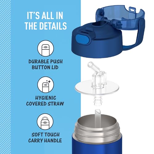 THERMOS FUNTAINER Water Bottle with Straw, 12oz, Blue - color: Navy, size: 12 Ounces