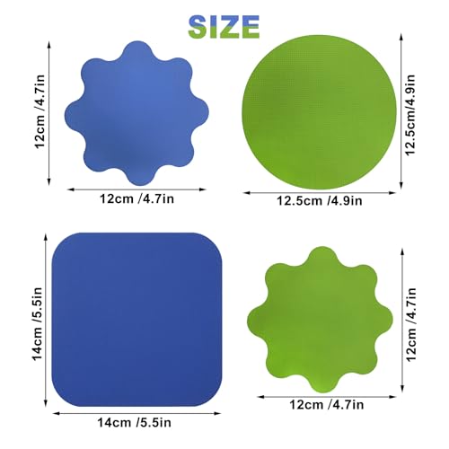 4 Pack Rubber Jar Opener Gripper Pads, Non-Slip Silicone Jar Opener for Seniors, Arthritis, Weak Hands – Easy to Twist Off Small & Large Lids, Bottle Openers, Blue & Green Set (Flowers)