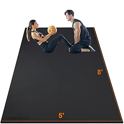 Large Exercise Mat 8'x5'|12'x6'|6'x4'|6'x2' Workout Mat for Home Gym Mats Exercise Heavy Duty Gym Flooring Fitness Mat Large Yoga Mat Cardio Mat for Weightlifting, Jump Rope, MMA, Shoe-Friendly - color: Dark8'x5'