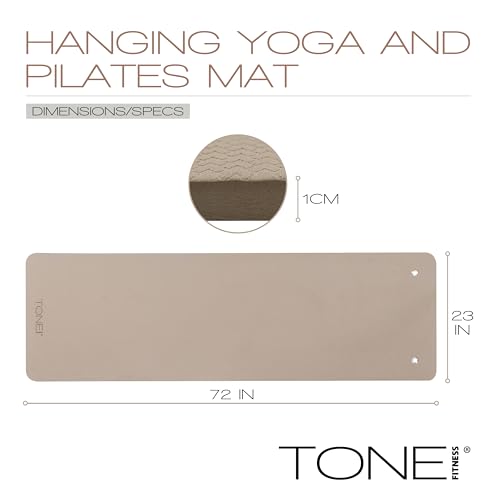 TONE Fitness Hanging Yoga Mat, Pilates Mat, Exercise Mat for Home Workouts with Carry Strap | V Pattern | Multiple Colors - color: Mocha