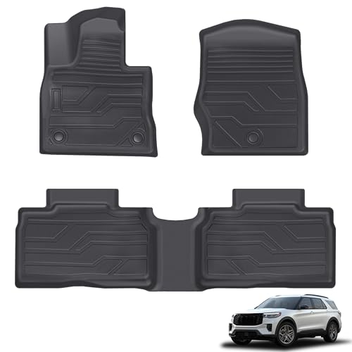 KARPAL Floor Mats for 2020-2026 Ford Explorer 6 & 7 Seats, Custom Fit TPE All Weather Ford Explorer Accessories 1st & 2nd Row Floor Liner - style: 2020-2026 | For Ford Explorer 6 & 7 Seats | 1st & 2nd Row