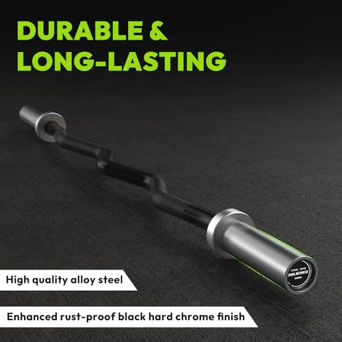 HANDBODE Olympic EZ Curl Bar 4 ft / 6.2 ft Barbell 2 Inch, 500lb / 700lb Capacity, Chrome Curling Bar for Weight Lifting, Biceps, Hip Thrusts, Squat, Home Gym Workouts - color: 4ft Curl Bar 20lb, Black & Silver