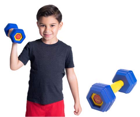 WOD Toys® Dumbbell Mini - Kids Classic Hex Dumbell Toy Weight with Ergonomic Handle - Safe, Durable Fitness Toys for Kids Fitness Participation - Kid Gym Workout and Exercise Equipment for Toddlers and Children
