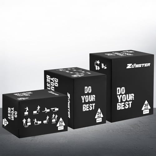 Zoomster 3-in-1 Foam Plyometric Box, Heavy-Duty Soft Plyo Jump Box with 450lbs Capacity, Reinforced Thick PVC & High-Density EPE Foam for Box Jumps, Home Gym, HIIT & Strength Training - size: 20 X 24 X 30inch