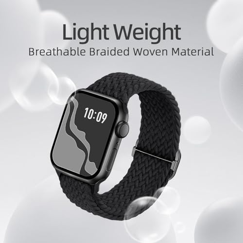 4 Pack Braided Stretchy Bands Compatible with Apple Watch 40mm 41mm 38mm 42mm 44mm 45mm 46mm 49mm Women Men, Breathable Nylon Elastic Daily Use Straps for iWatch Series 11/10 9 8 7 6 5 4 3 SE/Ultra 2 - color: Black/Starlight/DarkWine/Brown, size: 38mm/40m