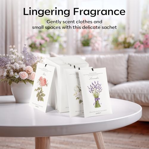 MYARO 12 Pack Assorted Floral Scented Sachets - Lavender, Rose, Jasmine, Ocean, Gardenia & Lily | Drawer, Closet & Car Air Freshener Bags | Multi-Scent Home Fragrance Gift Set - color: Floral 6 Scent