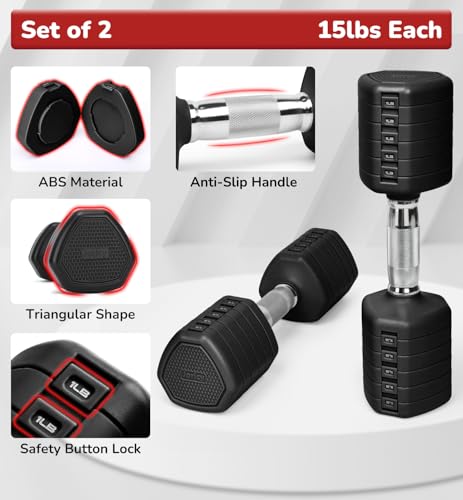 Adjustable Dumbbell Set of 2, 10LB 20LB 30LB Weight Set | Hand Weights for Women Men, Dumbbells for Home Gym Outdoor Exercise & Muscle Toning Weight Loss Rehab Strength Training - color: Black, style: 30 lb, Pair-Chrome Handle