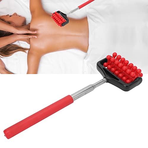 YUYTE Telescopic Massager Back Roller Adjustable Massage Adjustable Massage Stick Head Musle Scratcher Extendable with for Men Women[Red]