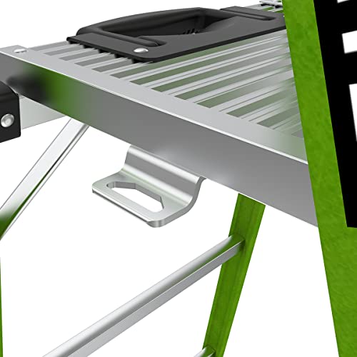 Little Giant Ladders, MightyLite 2.0, 8' Stepladder with Ground Cue, Fiberglass, Type IAA, 375 lbs Weight Rating, (15408-001), Green - size: 8 Ft.