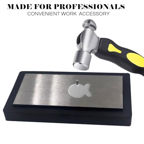 7.8"x4.2"Steel Bench Block Flat Anvil Jewelers Tool with Tough Rubber Block,Jewelry Stamping Hammer, Jewelry Metal Stamping Tools for Jewelry Making & Metal Stamping (Rectangle)