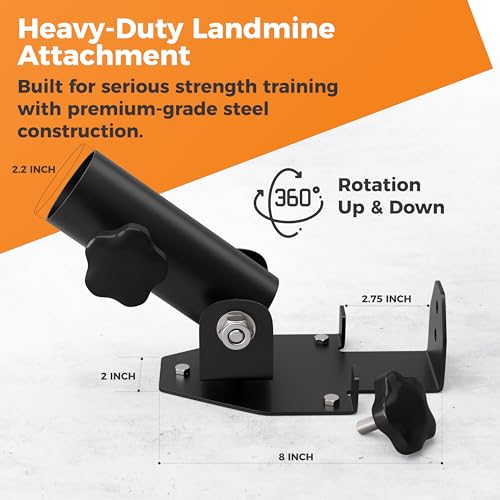 EVERSTRONG T Bar Row Attachment with V Bar Attachment Landmine Handle - 360 Swivel Landmine Attachment for Barbell for Full-Body Workout in Home Gym - Small Spaces - Deadlifts Squats Landmine Stand - style: 2" Rack/Wall Mount