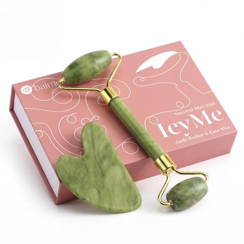 BAIMEI IcyMe Jade Face Roller & Gua Sha, Facial Beauty Skin Care Tools, Self Care Gift for Men Women, Massager for Face, Eyes, Neck, Relieve Fine Lines and Wrinkles - Green - color: Jade Green