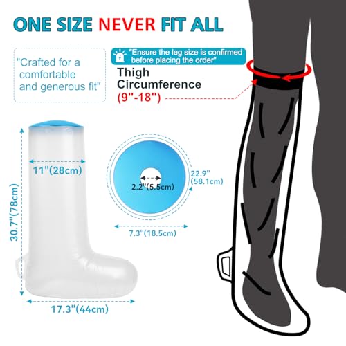Asunby Cast Covers for Shower Leg, Waterproof Upper Leg Cast Cover for Showering, Reusable Cast Protector for Bath Long Leg Adult, Shower Boots for Foot after Surgery, Used for Bandages - size: Adult Leg-Long
