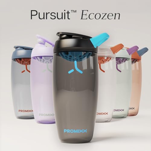 Promixx Pursuit Protein Shaker Bottle – 32oz Silent Snap-Fit Mixer for Lump-Free Shakes – Leak-Proof BPA-Free Ecozen Gym Shaker with Measurement Marks for Fitness and Travel – Black - color: Black, style: 32oz