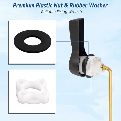 Hibbent Universal Front Mount Metal Toilet Handle Replacement Kit, Brass Toilet Tank Flush Lever with Stainless Steel Adjustable Flapper Chains for Most Toilets, Oil-Rubbed Bronze - color: Oil Rubbed Bronze, style: Front Mount