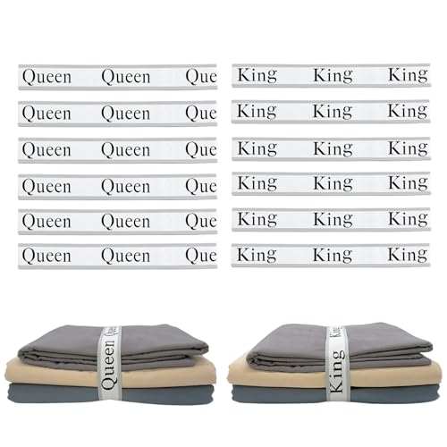 12 Pieces Bed Sheet Organizer Bands, Closet Organization Sheet Straps, Linen Labels Bedding Bands, Elastic Bed Sheet Storage Sheet Keepers （6PcsQueen 6PcsKing ） - color: Grey, size: 12PCs (6 Queen & 6 King)