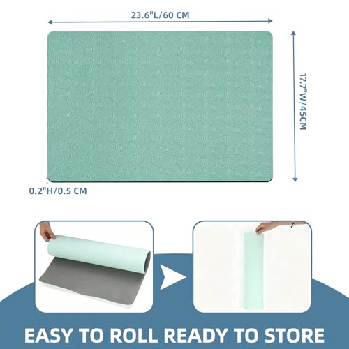 Non-Slip Workout Mat for Under Desk Ellipticals,Thicker & Quieter,23.6x17.7x0.2",Suitable for Ellipse Leg Exerciser, Foot & Leg Pedal Exerciser for Seniors Fitness, Floor Protection,Enhanced Stability - color: Sage Green/ Gray