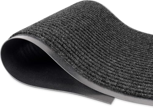 Durable Rubber Door Mat - Heavy Duty, Indoor/Outdoor, Easy Clean, Waterproof, Low-Profile Mat for Entry, Patio, Garage - Stylish (Charcoal, 2' x 3') - color: Charcoal, size: 2 x 3 feet