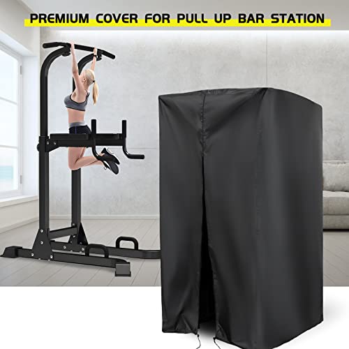 Pull Up Bar Station Cover for Power Tower,Pullup Dip Station Cover | 42x40x64,Waterproof Dustproof Heavy Duty Oxford Fabric Cover with Zipper,for Free Standing Pull Up Bar at Lowest Position - color: 42"L x 40"W x 64"H