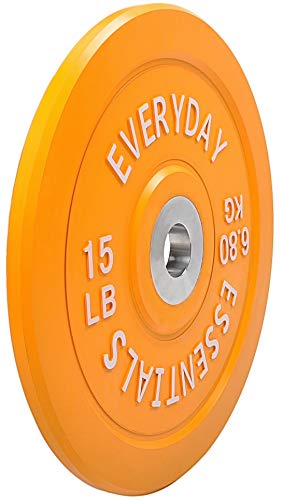 BalanceFrom Color Coded Olympic Bumper Plate Weight Plate with Steel Hub - style: 15lbs Single, Color