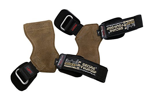 Lifting Grips PRO Weight Gloves Heavy Duty Barbell Gymnastics Straps Alternative to Power Hooks Deadlifts Adjustable Neoprene Padded Wrist Wrap - color: Brown Nubuck Leather, size: Small 5.0"-6.40" Wrist Size