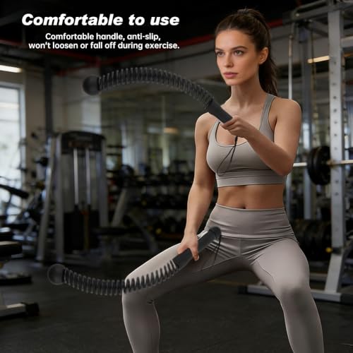 Ropeless Battle Ropes, 2 Pcs Weighted Cordless Workout Ropes with Non-Slip Handles, Training Ropes for Home Gym, HIIT, Strength & Full Body Workout, with Carry Bag & Cooling Towel - color: Black