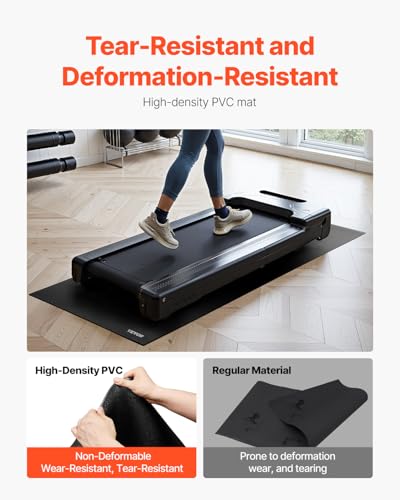 VEVOR Treadmill Mat for Carpet Floor, Exercise Equipment Mat for Treadmills, Stationary & Recumbent Bikes, High Density PVC Floor Protector Gym Mats, Waterproof and Non-Slip for Home Gym - size: 36"x 72"x 0.24"