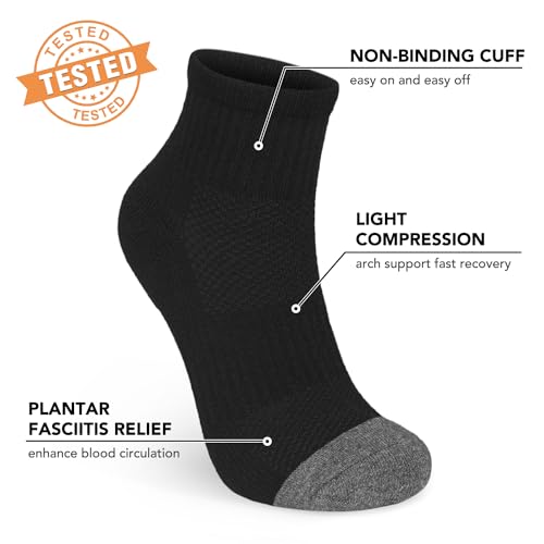 5 Pairs Copper Compression Socks for Women & Men - Ankle Plantar Fasciitis Arch Support Running Socks for Athletic - color: 04 a Black, size: Large-X-Large