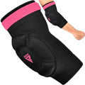 RDX Elbow Pads, Muay Thai MMA Kickboxing Sparring Elbow Guard, Martial Arts Striking Protection,Wrestling Basketball Adjustable MTB Volleyball Compression Padded Sleeve, Men Women - color: Black Pink, size: Large
