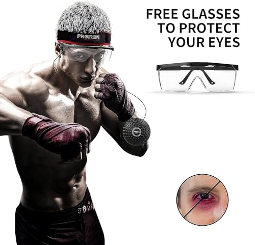 PROIRON Boxing Reflex Ball with Safety Glasses, 4 Reflex Ball, 2 Headband for Adult/Kids, Boxing Head Ball for Punch Speed, Hand Eye Coordination Training Equipment Boxing MMA, Gifts for Teenage Boys - color: b-3 balls+glass