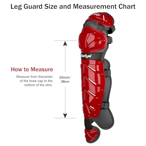 Baseball Softball Catcher Leg Guards Shin Guards for Youth Adult - size: 15"-Adult Red