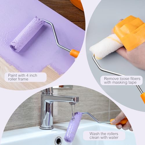 Mister Rui 40 Pieces 4-Inch Paint Roller Covers - 9mm Nap Microfiber Rollers for Walls, Cabinets, Trim, Compatible with All Paints and Stains, Reusable and Easy to Clean
