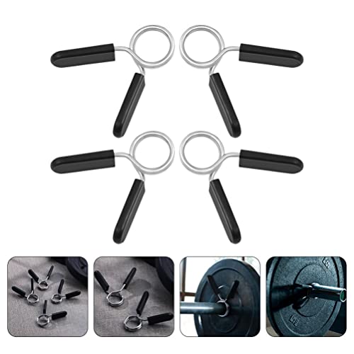 BESPORTBLE 4pcs Barbell Spring Dumbbell Bar Clamps for Weightlifting Clips for Secure Weight Slip Design for Gym Use Fits Bars