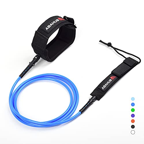 Abahub Surfboard Leash, 6/7/8/9/10 ft Straight Legrope Strap for Boards | Premium Surf Leash,Shortboard,Longboard,Durable,Tangle Free,Anti-Slip - color: Blue, size: 8ft & 7mm