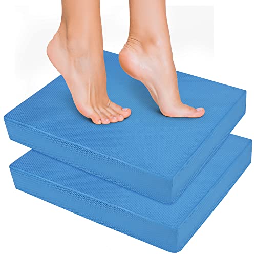 Hungdao 2 Pcs Balance Pad Thick Foam Yoga Core Training Exercise Pad for Adults Physical Therapy Fitness Stability Workout Knee Ankle Strength Training Home Work Floor - color: Blue