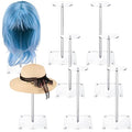 Leinuosen 8 Pcs Clear Acrylic Hat Stand 12" Hat Stands for Display Nonslip Stable Square Barbell Pedestal Wig Display Rack Cowboy Hat Holder Hat Storage for Multiple Hats Wig Styling Practice