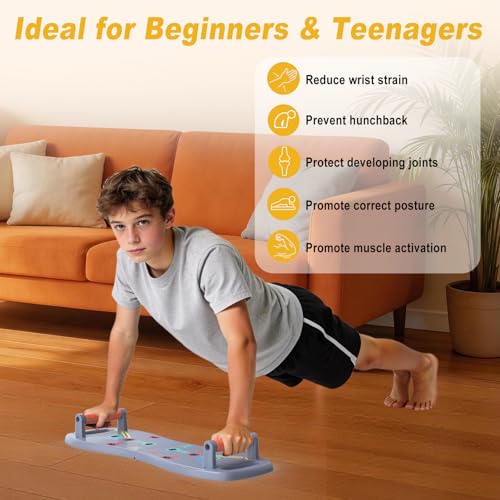 HOTWAVE Push Up Board, Portable Pushup Board for Men, Foldable Push Up Bar | Multifunctional Pushup Handles for Floor, Strength Training Equipment for Home Gym, Suitable for Beginners and Teenagers - color: Grey-Orange