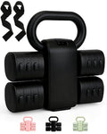 Adjustable 2-in-1 Dumbbell & Kettlebell Set, Free Hand Weight 4.4lb~11lb for Home Gym Training - color: Black