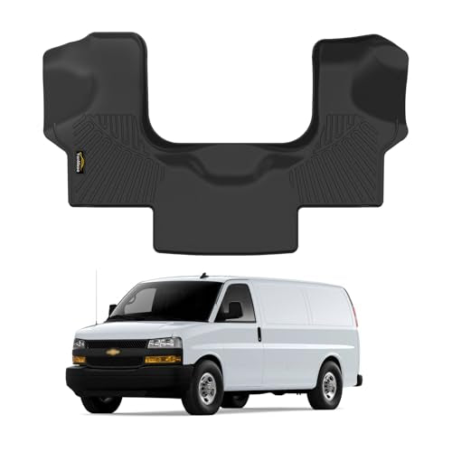 Floor Mats Custom for Chevy Express & GMC Savana 2015-2023 All Weather TPE Rubber Protection 1st Row Anti-Slip Automotive Floor Liners for Chevrolet Express 1500/2500/3500 Van Accessories- 1 PCS - size: For Chevy Express 2015-2023 Floor Mats