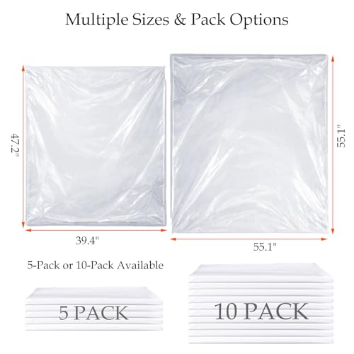 Clear Engine Storage Cover Bags, Heavy-Duty Transparent PE | 5- or 10-Pack, sizes 39.4×47.2 in & 55.1×55.1 in. Heavy-duty clear PE covers for engine storage & workshop use. - size: 55.1" × 55.1"