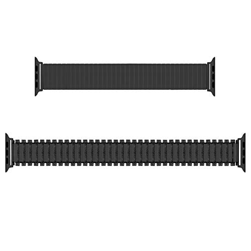 Stainless Steel Stretchable Band Compatible with Apple Watch Series 6/5/4/3/2/1 SE, 41mm/45mm/42mm/38mm/40mm/44mm, Expansion Clasp, Black, 38mm/40mm/42mm/44mm - color: Black, size: 42MM/44MM/45MM S/M
