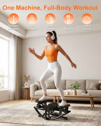 Rock Stepper for Exercise at Home, Rocking Stepper Side to Side | Rocker Stepper with Resistance Bands & Handlebar for Full Body Workout, Lateral Stepper Exercise Machine (Utility Patent) - color: Black
