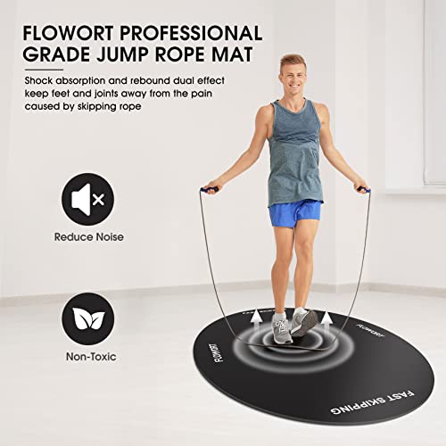 Cheete Jump Rope Mat Large Rubber Exercise Mat Indoor Outdoor Shock Absorbing Mat Non-Slip Oval Design for Floor & Rope Protection, Workout Mats for Home Gym Flooring - color: Black