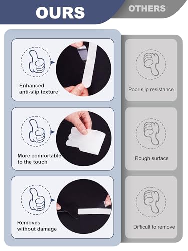 Secopad Original Anti-Slip Shower Stickers for Bathtub & Shower Floor, Strong Adhesive Safety Strips with Scraper Ideal for Families with Kids, Adults & Seniors, 12 PCS (White) - color: White