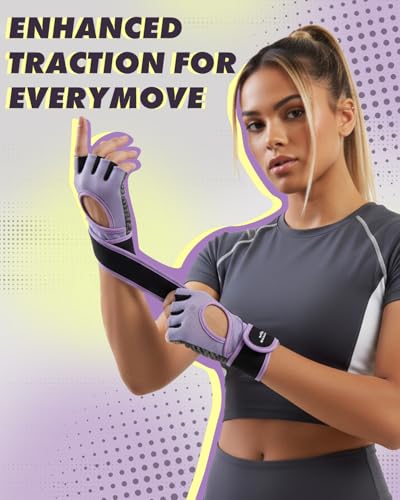 Trideer Weight Lifting Gloves for Women Men with Wrist Support, Workout Gloves Women Full Palm Protection for Gym Training, Fitness, Weightlifting & Pull Ups - color: Purple, size: Small