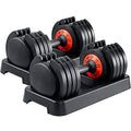 AOTOB Adjustable Dumbbell Set 25/55 Lbs (Pair), Fast Weight Adjustment with Anti-Slip Turning Handle, Space-Saving for Home Gym, Strength Training Equipment for Men & Women - color: 55lbs Black-Pair