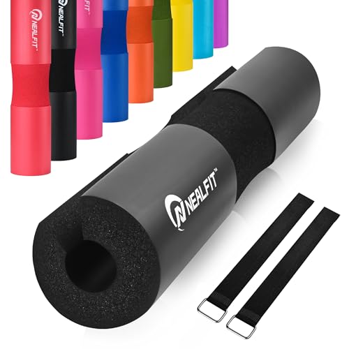 NEALFIT Barbell Pad Squat Pad for Squats—Squat Bar Pad—Great for Weightlifting,Lunges and Hip Thrusts—Foam Sponge Pad—Fit Standard and Olympic Bars Perfectly - color: Black