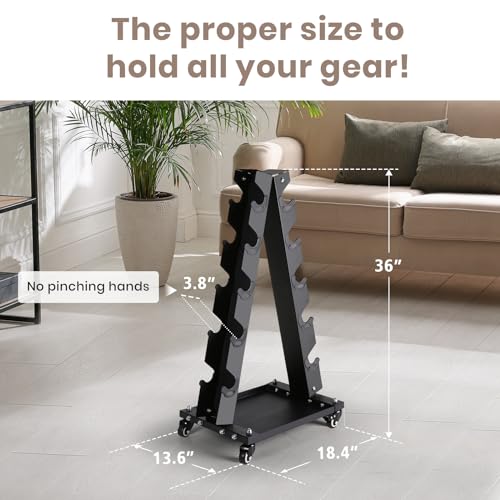 LIONSCOOL Premium Solid Steel Dumbbell Rack Stand Only, A-Frame Portable Weight Storage Organizer with Optional Tray and Wheels, Perfect for Home Gym Fitness Storage (200LBS/300LBS/700LBS Weight Capacity Available) - style: Medium, 300 LBS